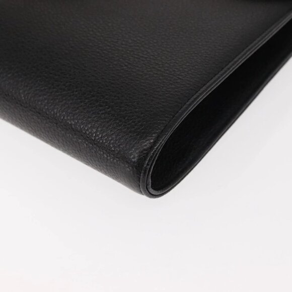 Authentic SAINT LAURENT Clutch Bag Leather Black Gold bst339-121825 - Picture 8 of 16